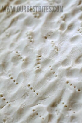 Pricked shortbread dough
