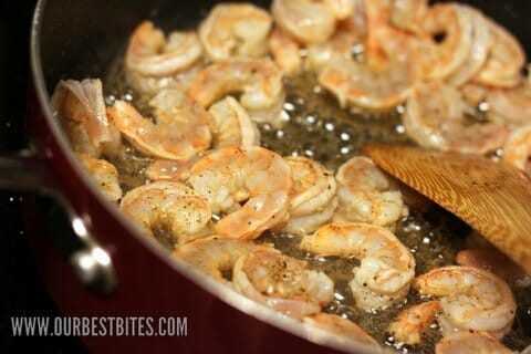 cooking the shrimp