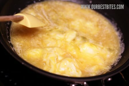 scrambled eggs starting to scramble