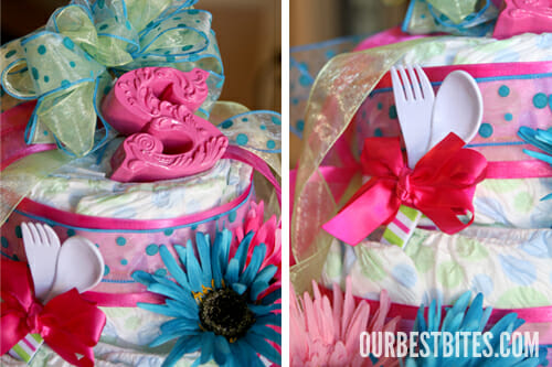 Accessorizing Diaper Cake