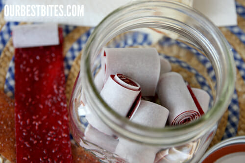 Fruit Rolls in Jar Top View