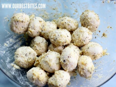 dough balls in garlic herb butter