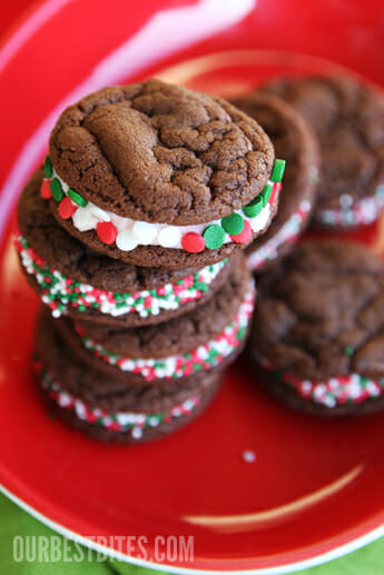 C Peppermint Sandwich Cookies stacked
