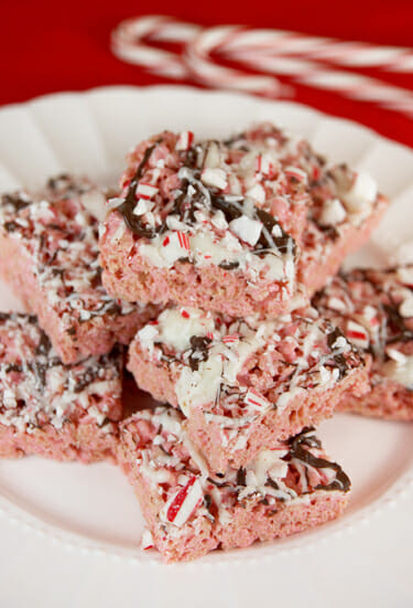 Peppermint Bark Rice Krispie Treats Vert