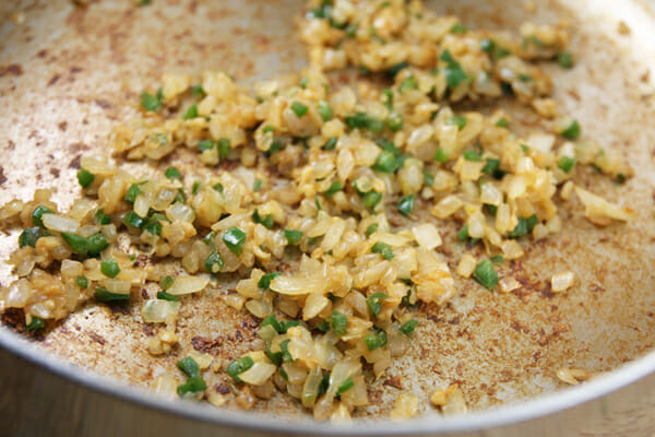 sauteed onions and jalapeno