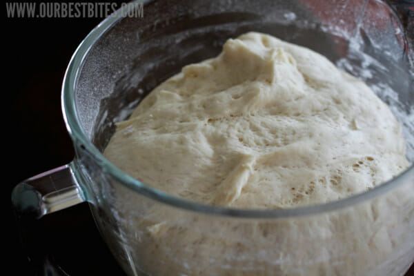 pretzel roll dough after rising