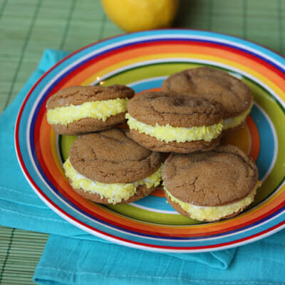 Soft Gingerbread Sandwich Cookies with Lemon-Creme Filling