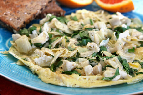 Cheesy Healthy Spinach Artichoke Omellete from Our Best Bites