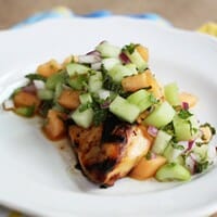 Grilled Chicken with Cucumber-Melon Salsa