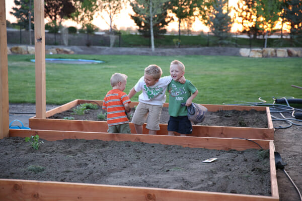 Kids in garden